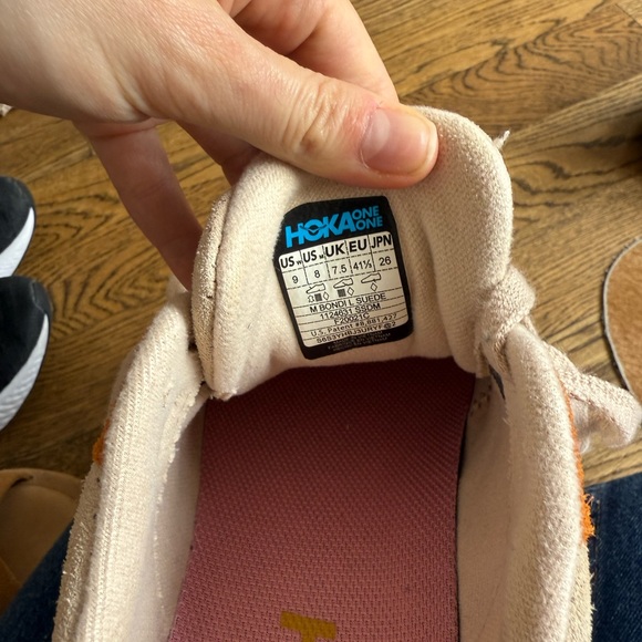 Hoka Bondi L Suede Sneakers in Beige and Brown - Picture 6 of 8